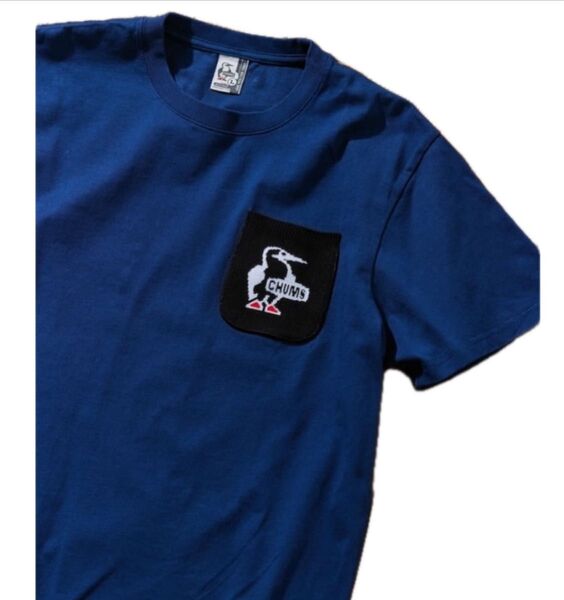 チャムス ブービーバード ニットポケット クルーネック Tシャツ(ネイビー)L