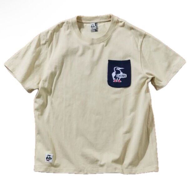 チャムス ブービーバード ニットポケット クルーネック Tシャツ(ベージュ)L