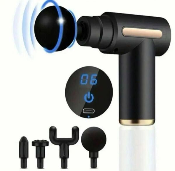 マッサージガン ミニ筋膜リリース機器 デジタル 電動マッサージ器 ブラック ①