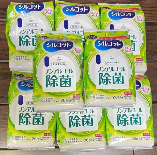 ユニ・チャーム シルコット【ノンアルコール除菌 26枚入】8個/無香料/外出用