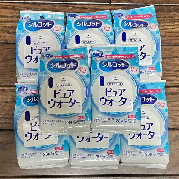 ユニ・チャーム シルコット【ノンアルコール ピュアウォーター 28枚入】8個/無香料/外出用