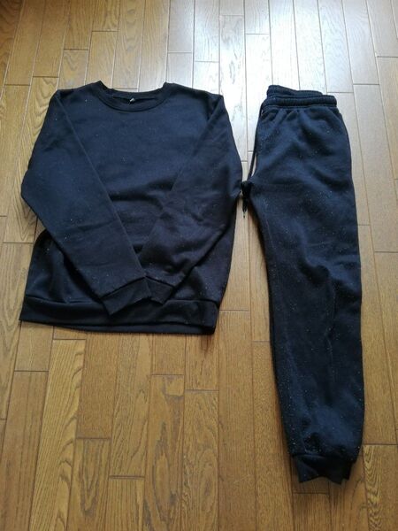 スウェット上下セット ブラック LL