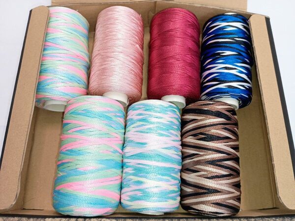グラデーションポリエステル糸 まとめ売り マルチカラー セット 手芸 裁縫 ラッピング素材