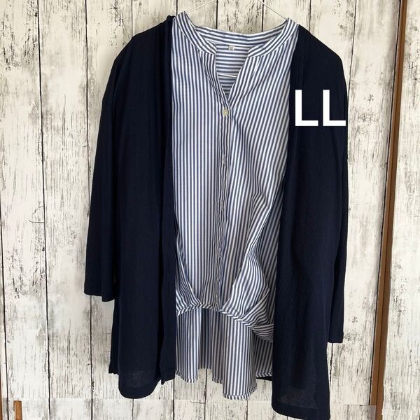 レディース ブラウス&カーディガン 2点セット LLサイズ