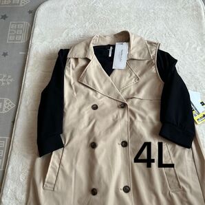 4LサイズおかだゆりさんプロデュースSweet Fleur ジレ ベージュ .ブラックワンピース 新品未使用 2点セット!!
