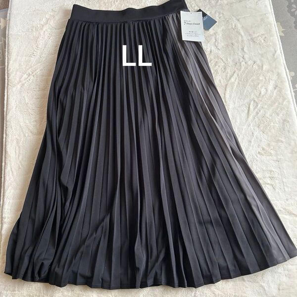 7 Days Closet プリーツスカート ロングスカート ブラック 一部色違いあり L L未使用 丈83cm
