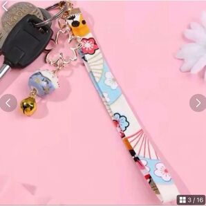 開運!!招き猫のベルストラップ スマホ バッグ 鍵 キーホルダー 幸運 かわいいチャーム付き 桜柄