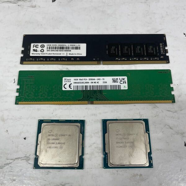 【ジャンク品】Core i9 10900FとCore i7 11700KFとおまけメモリ
