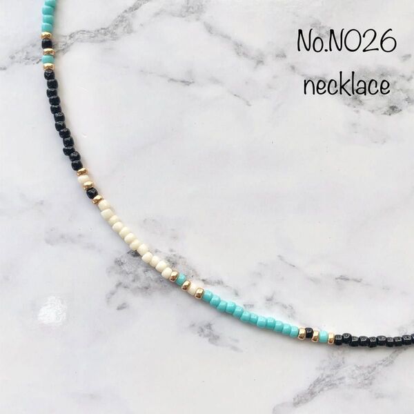 N026 ビーズネックレス チョーカー ハンドメイド ゴールド