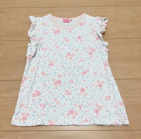 美品★ミキハウス★ホットビスケッツ★花柄★フリル袖トップス★100cm