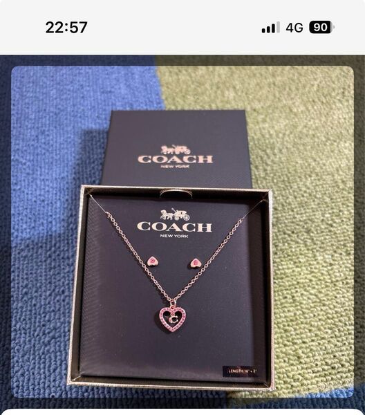 COACH ネックレス ピアスセット ピンク ハート 未使用