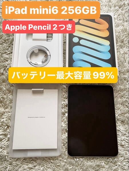 【良品】iPad mini 第6世代 Wi-Fiモデル 256GB スターライト バッテリー99% Apple Pencil2付