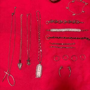 シルバー調アクセサリーセット16点(ネックレス、ピアス、ブレスレット) ネックレス