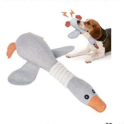 犬 噛むおもちゃ 音が出る ぬいぐるみ 知育玩具 ストレス解消 雁 グレー