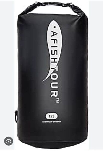 12L アウトドア用ドライバッグ 防水バッグ ショルダーストラップ付き ブラック