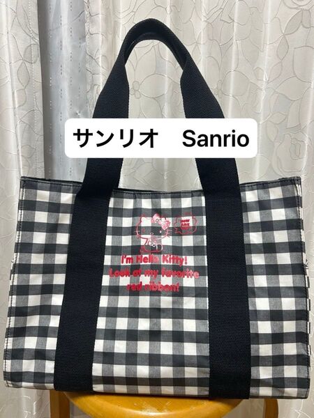 サンリオ ハローキティ ラミネートトートバッグ(ギンガム)