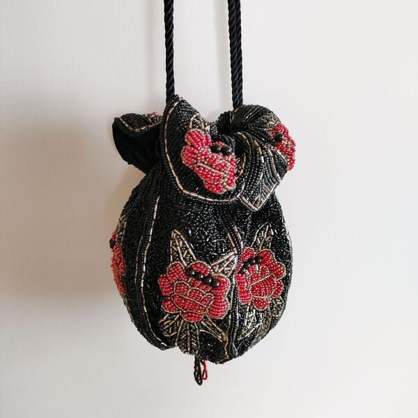ビーズバッグ ビーズ刺繍 ビンテージ ヴィンテージ 立体花刺繍 ショルダーバッグ