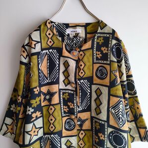 イラスト柄 柄シャツ デザインシャツ ヴィンテージ ビンテージ XL カーキ