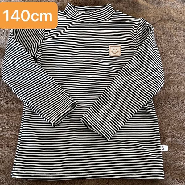 中古140cm ボーダー柄 裏起毛長袖Tシャツ トレーナー スウェット