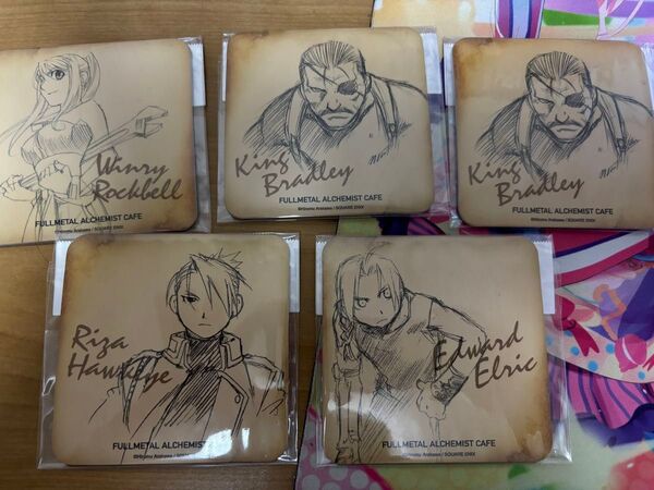 鋼の錬金術師 ハガレン アニぱらカフェ コースター エドワード・エルリック ウィンリィ ホークアイ ブラッドレイ