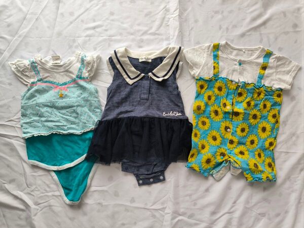 ベビー服 夏服 ベビー 赤ちゃん 0歳 1歳 半袖 ロンパース 女の子 70