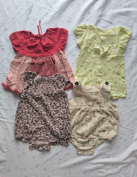 子供服 ベビー服 夏服 ベビー 赤ちゃん 0歳 1歳 半袖 ロンパース 女の子 70