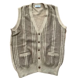 Camel ニットベスト ストライプ柄 ベージュ ブラウン