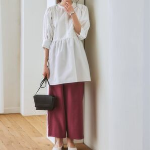 ニッセン リネン調ストレートワイドパンツ