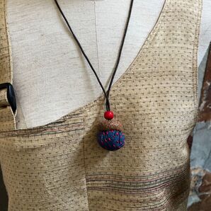 どんぐり 刺し子 ネックレス ペンダント アクセサリーハンドメイド