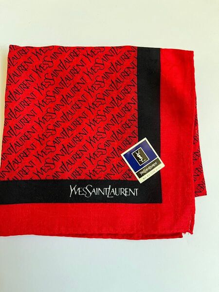 【未使用品】Yves Saint Laurent ハンカチ レッド ヴィンテージ 未使用