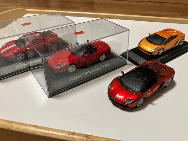 ミニカー フェラーリ Ferrari ランボルギーニ 豪華四台セット 美品 1/43 チョロQ スーパーカー ガヤルド 限定