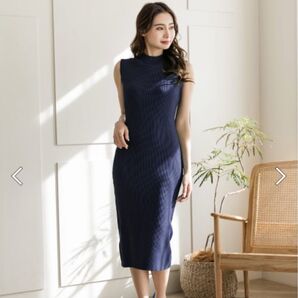 JULIA BOUTIQUE 美品ハイネックノースリーブタイトニットワンピース タイトワンピース セクシー 上品
