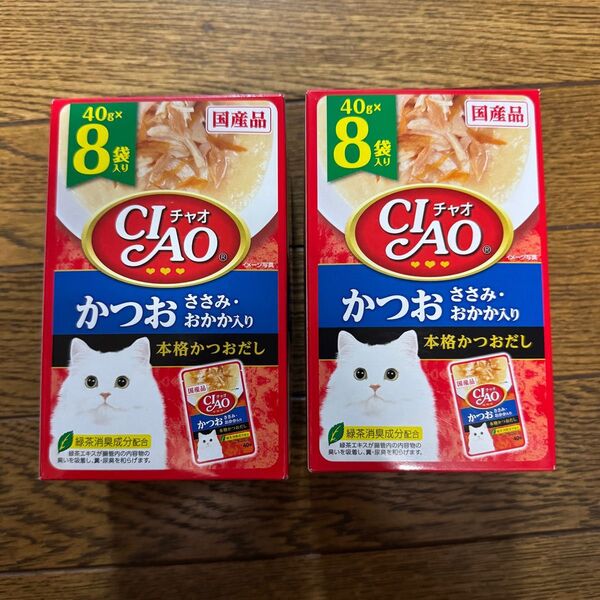 CIAO (チャオ) CIAOパウチ かつお ささみ・おかか入り 40g×8袋 2個セット