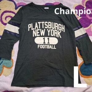 Champion フットボール 七分袖 Tシャツ カレッジロゴ L