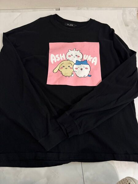 ちいかわ ビッグシルエット 長袖Tシャツ アシュカ ブラック L
