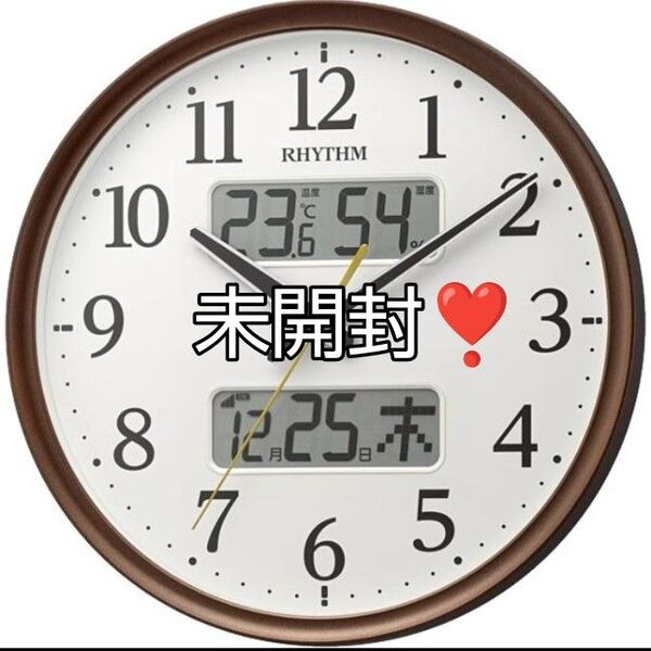 RHYTHM(シチズン製) 日付.温度計.湿度計電波掛け時計 未開封!