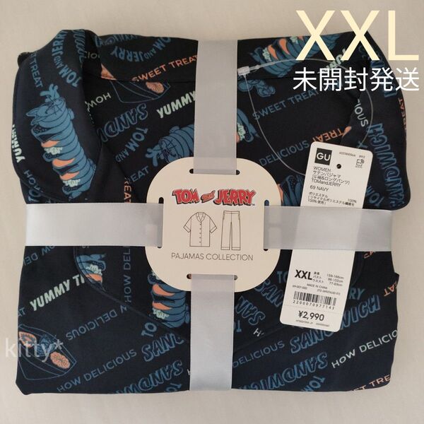 GU パジャマ XXL 3L 2XL 半袖 トムとジェリー ルームウェア ジーユー ネイビー