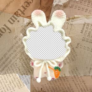 ぬい服 編み物 うさぎニット帽&にんじんカバンセット 推し活 ちびぐるみ