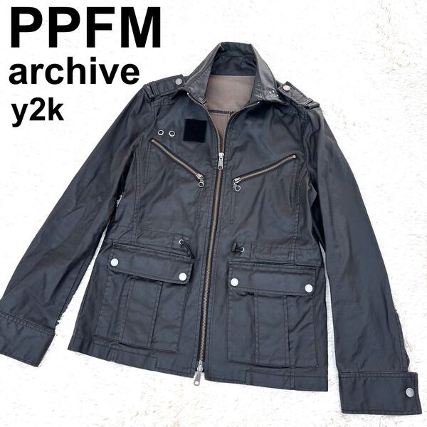 archive PPFM gimmick jacket grunge y2k vintage ジャケット コーティング ブラック