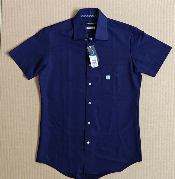 URBAN SETTER V 半袖シャツ M ネイビー SUPER EASY IRON