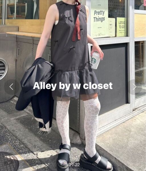 Alley by w closet アリーバイダブルクローゼット いっぱいリボンつけたワンピ グレー フリーサイズ