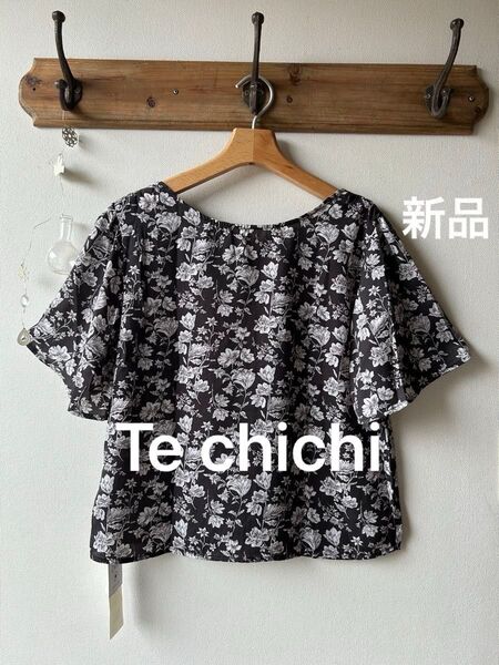 Te chichi テチチ デシンフラワープリント前後2WAYブラウス ブラック フリーサイズ