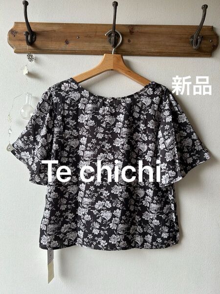 Te chichi テチチ デシンフラワープリント前後2WAYブラウス ブラック フリーサイズ