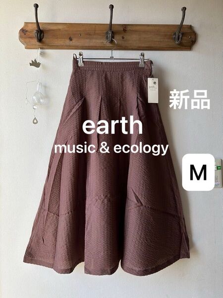 earth music & ecology アースミュージック&エコロジー ストライプジャガードフレアスカート ダークブラウン M