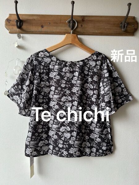 Te chichi テチチ デシンフラワープリント前後2WAYブラウス ブラック フリーサイズ
