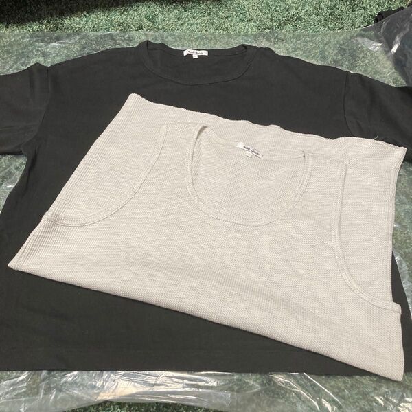 イオン購入 メンズ 黒 ブラック 半袖 Tシャツ カットソー 重ね着セット ランニング スリーブレス 男の子 学生 Lサイズ
