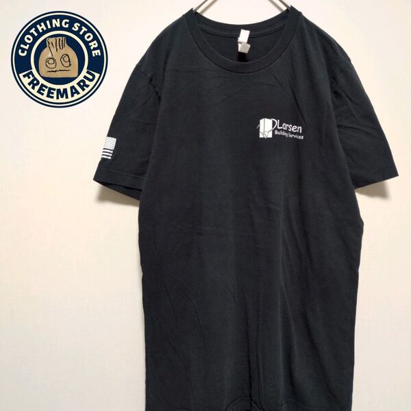 Tシャツ 半袖 企業系 プリント モノトーン 黒 M USA古着