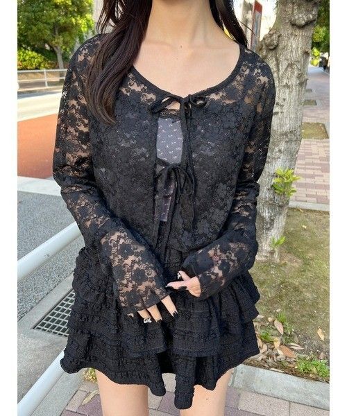 リボンレースカーディガン フリーサイズ