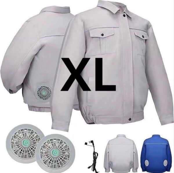 空調服 グレー XL 長袖空調作業服 ファン付き 作業服 空調ウェア 熱中症対策 長袖 新品 ジャケット対磨耗 吸湿性