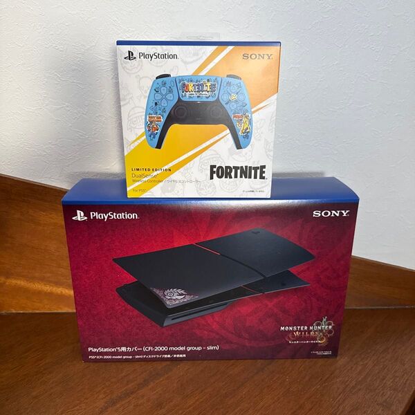 PS5 ワイヤレスコントローラー フォートナイト リミテッドエディション & モンスターハンターワイルズ カバーセット